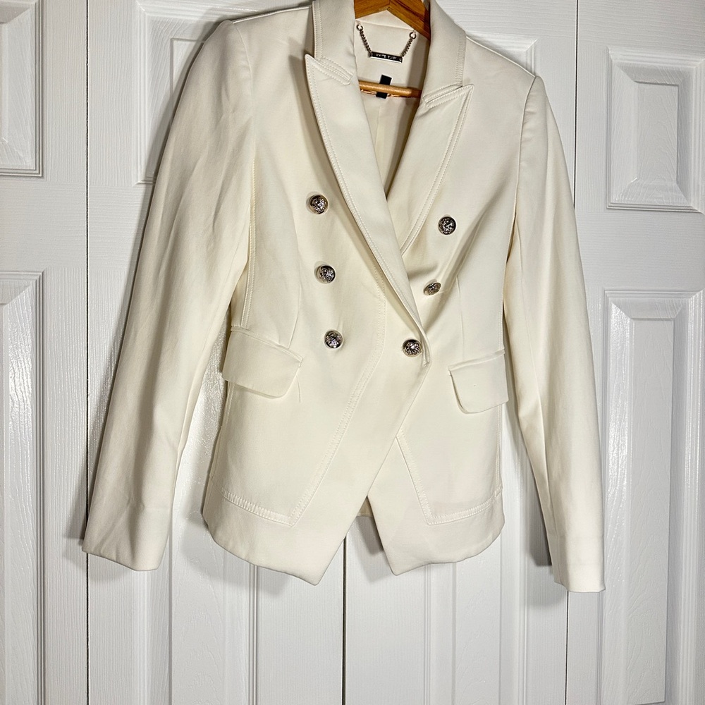 White House Black Market Ivory Double-Breasted Blazer